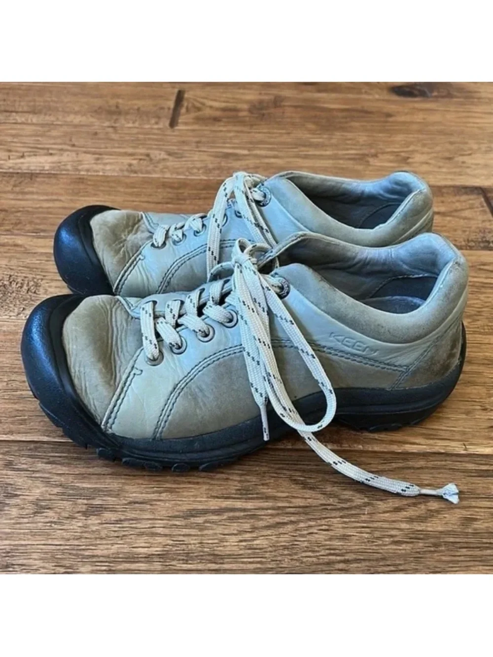 Keen Leather Lace Up Sneakers Casual Outdoor Hiking Olive Green Womens Size 6.5